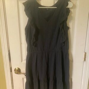 Ann Taylor casual sleeveless with ruffle/ blue/size XL